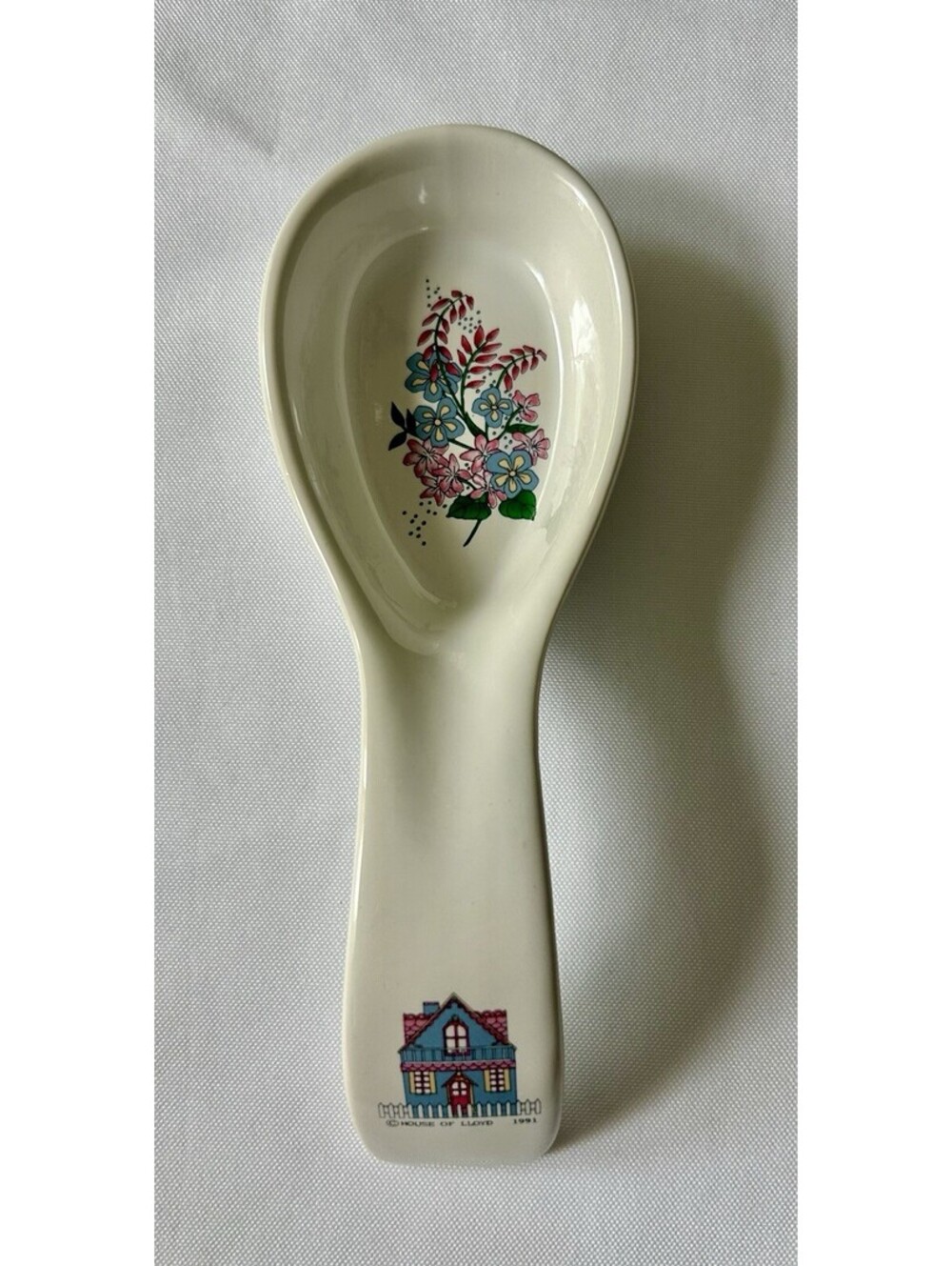Vtg 1991 House of Lloyd Ceramic Spoon Rest Floral Motif Cottage Granny Core